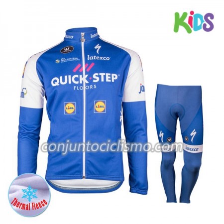 Conjunto Maillot + culotte largo ciclismo Invierno Termico 2017 Quick-Step Floors Niños N001